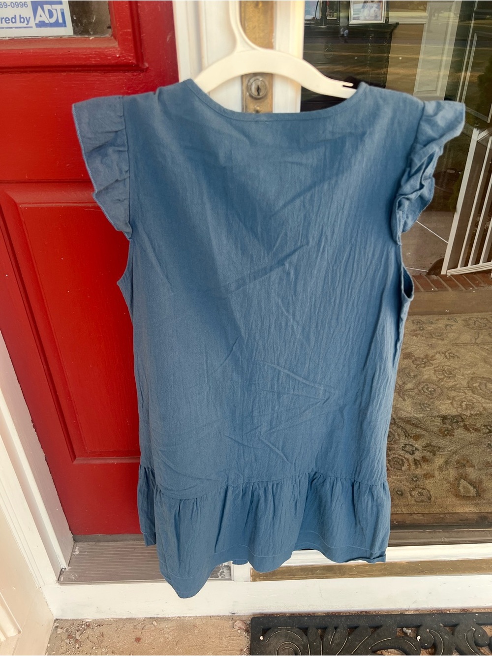 Blue Ruffle Sleeve Peplum Dress - Picture 8 of 9